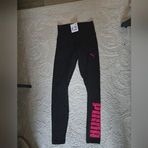 Puma Black Leggings with Pink Accents